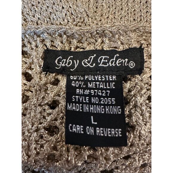 Gold Boho Button Up Sweater Size L - Picture 4 of 4